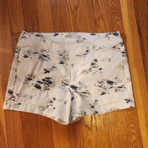 Old Navy White Poplin "Pixie" 3 inch Shorts in Sailboat Print, Nautical, Sz 8
